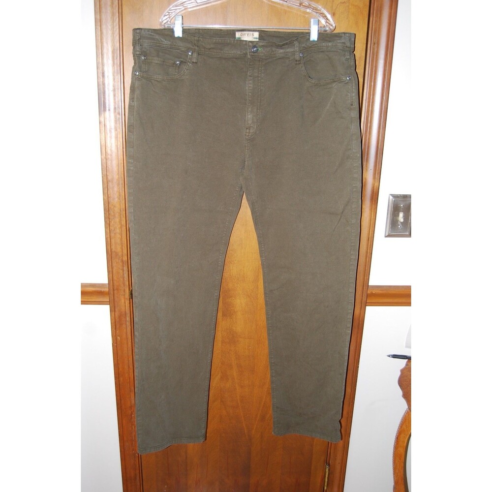 ORVIS 1856 Pants 5 Five Pocket Stretch Twill Mens Size 42x34 Olive